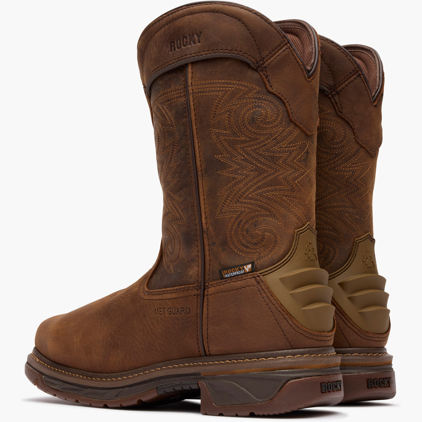 Rocky Square Toe Internal Met Guard Western Boot with TPU Heel Counter - doubleheel