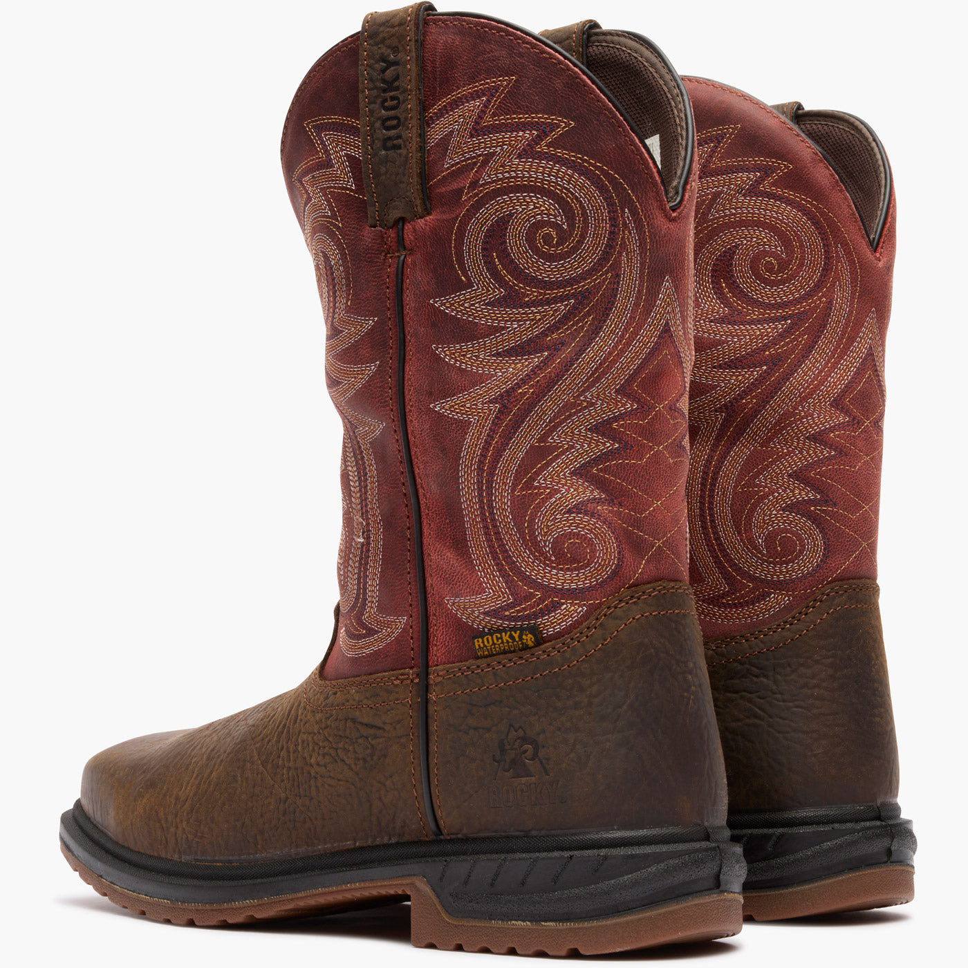 ""Rocky Worksmart 11"" Composite Toe Waterproof Western Boot" - doubleheel"