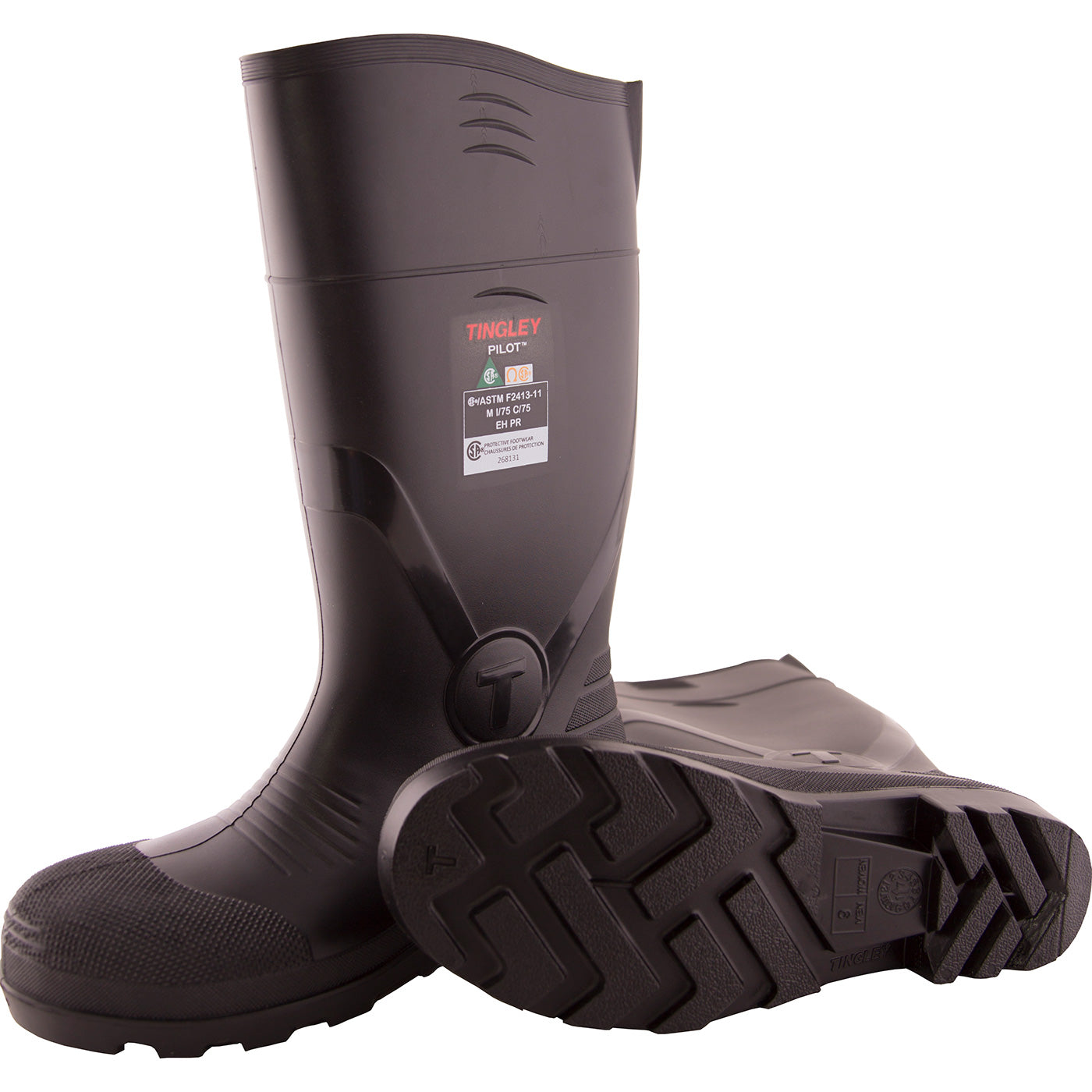 Tingley Pilot Unisex 15 inch PVC Steel Toe CSA-Approved Puncture Resistant Black Knee Boot - profile