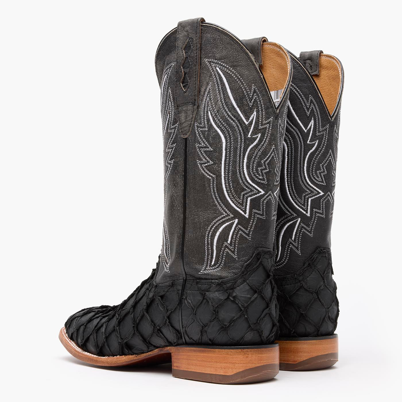 Durango® Premium Exotics Matte Black Pirarucu Western Boot - Back View