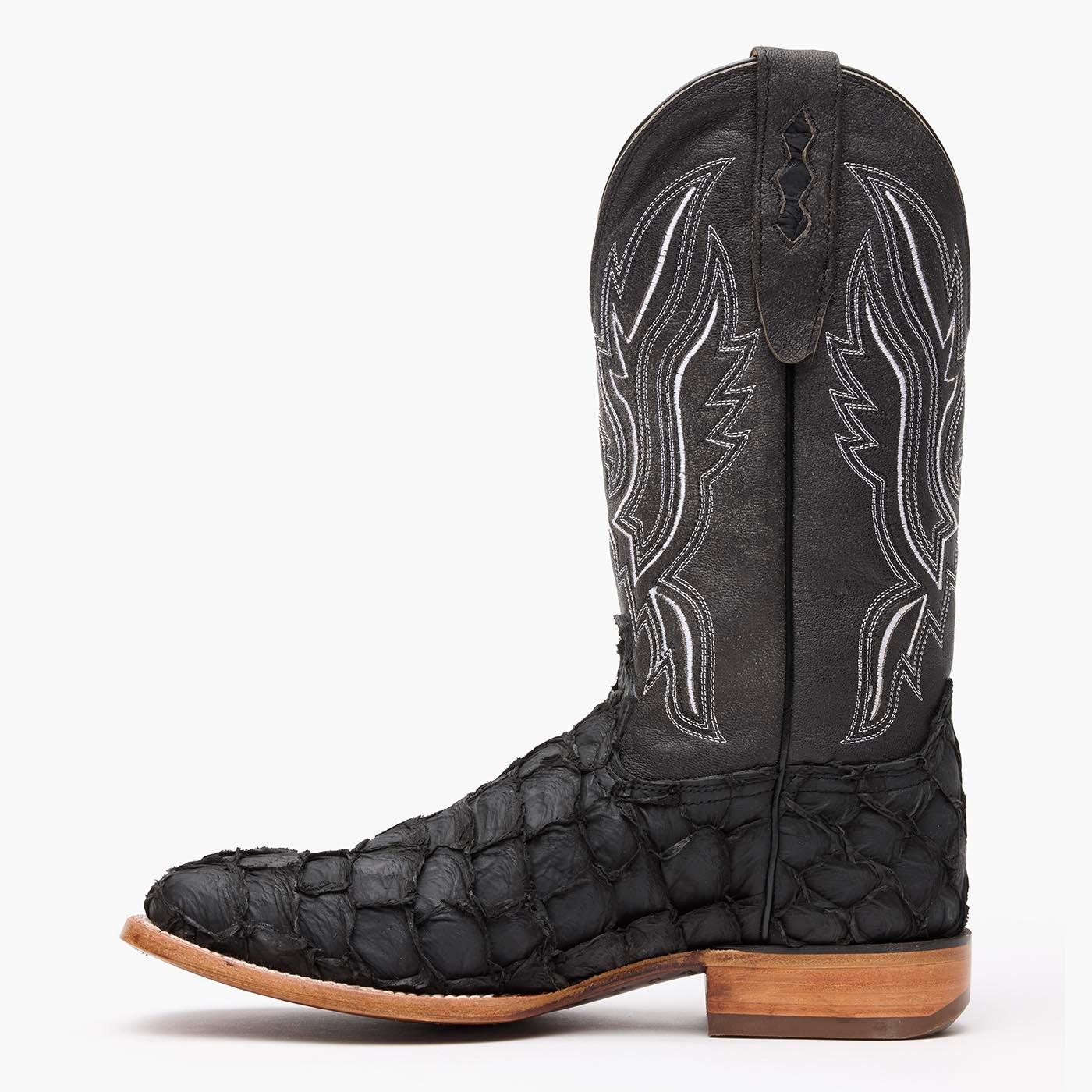 Durango® Premium Exotics Matte Black Pirarucu Western Boot - Instep Profile