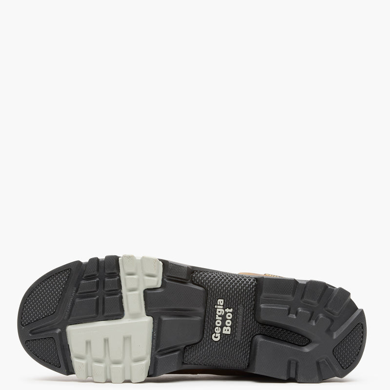 Black and white shoe sole with 'Georgia Boot' branding on a white background