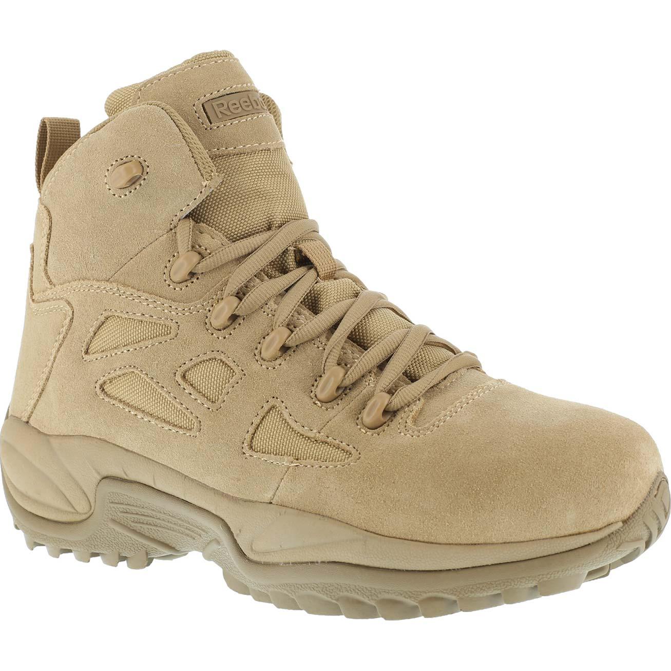 Reebok Men s Rapid Response RB Stealth 6 Inch Composite Toe Side Zip Boots Desert Tan